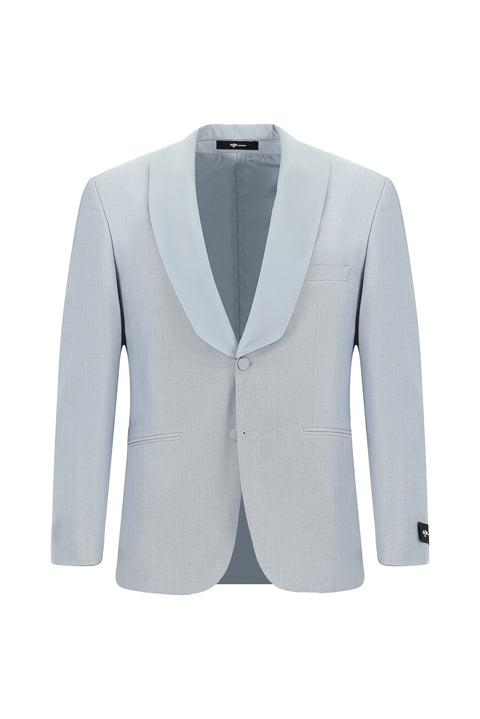 Açık Mavi 4 Drop Relaxed Fit Rahat Kesim Şal Yaka Smokin & Damatlık