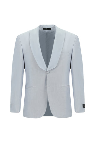  Açık Mavi Relaxed Fit Rahat Kesim Şal Yaka Smokin & Damatlık