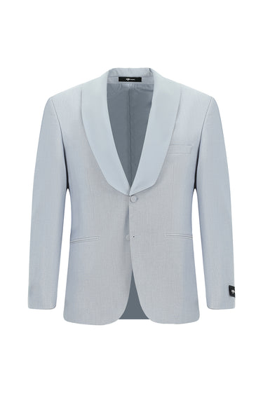  Açık Mavi Relaxed Fit Rahat Kesim Şal Yaka Smokin & Damatlık