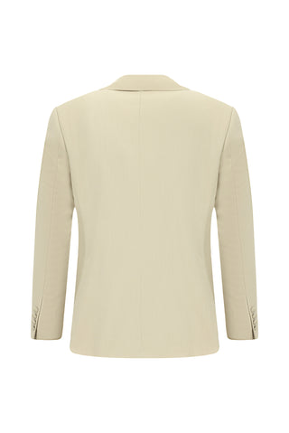  Açık Bej 4 Drop Relaxed Fit Rahat Kesim Şal Yaka Smokin & Damatlık