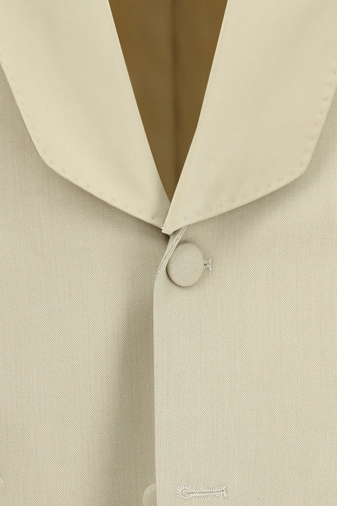 Açık Bej 4 Drop Relaxed Fit Rahat Kesim Şal Yaka Smokin & Damatlık