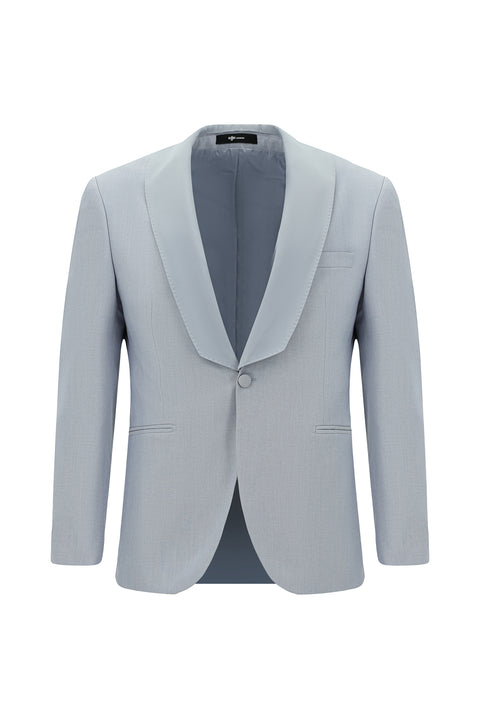 Açık Mavi 7 Drop Slim Fit Dar Kesim Şal Yaka Smokin & Damatlık