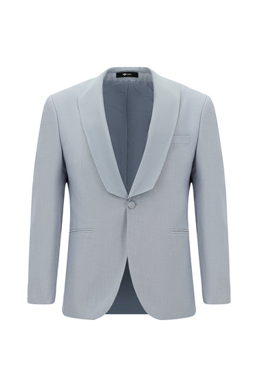 Açık Mavi Slim Fit Dar Kesim Şal Yaka Smokin & Damatlık