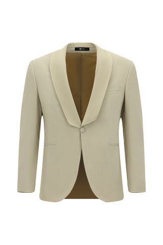  Açık Bej 7 Drop Slim Fit Dar Kesim Şal Yaka Smokin & Damatlık