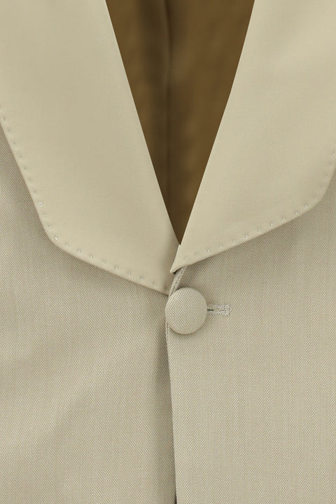 Açık Bej 7 Drop Slim Fit Dar Kesim Şal Yaka Smokin & Damatlık