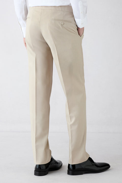 Açık Bej 7 Drop Slim Fit Dar Kesim Şal Yaka Smokin & Damatlık