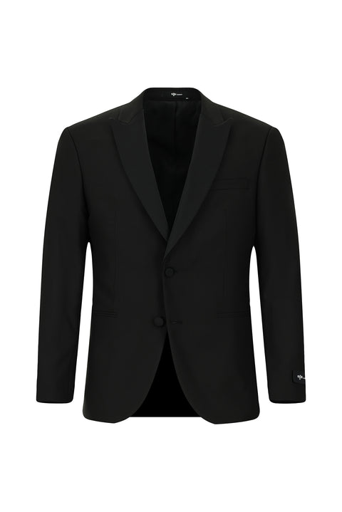 Siyah 6 Drop Regular Fit Standart Kesim Kırlangıç Yaka Smokin & Damatlık