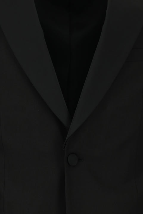 Siyah 7 Drop Slim Fit Dar Kesim Kırlangıç Yaka Smokin & Damatlık