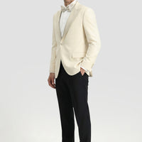 Açık Bej 7 Drop Slim Fit Dar Kesim Sivri Yaka Smokin & Damatlık