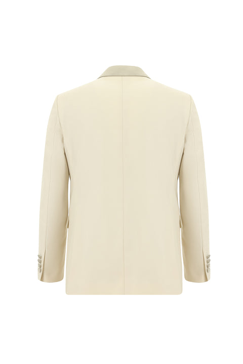 Açık Bej 7 Drop Slim Fit Dar Kesim Sivri Yaka Smokin & Damatlık