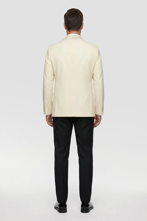 Açık Bej 7 Drop Slim Fit Dar Kesim Sivri Yaka Smokin & Damatlık
