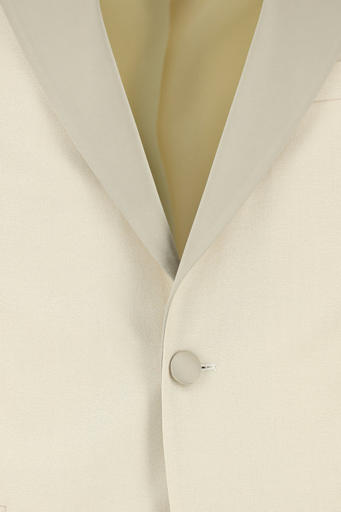 Açık Bej 7 Drop Slim Fit Dar Kesim Sivri Yaka Smokin & Damatlık