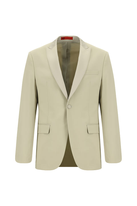 Orta Bej 7 Drop Slim Fit Dar Kesim Sivri Yaka Smokin & Damatlık