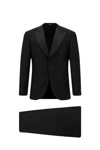  Siyah 4 Drop Relaxed Fit Rahat Kesim Sivri Yaka Smokin & Damatlık