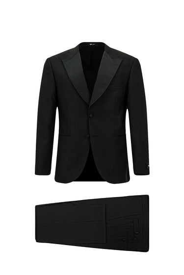  Siyah Relaxed Fit Rahat Kesim Sivri Yaka Smokin & Damatlık