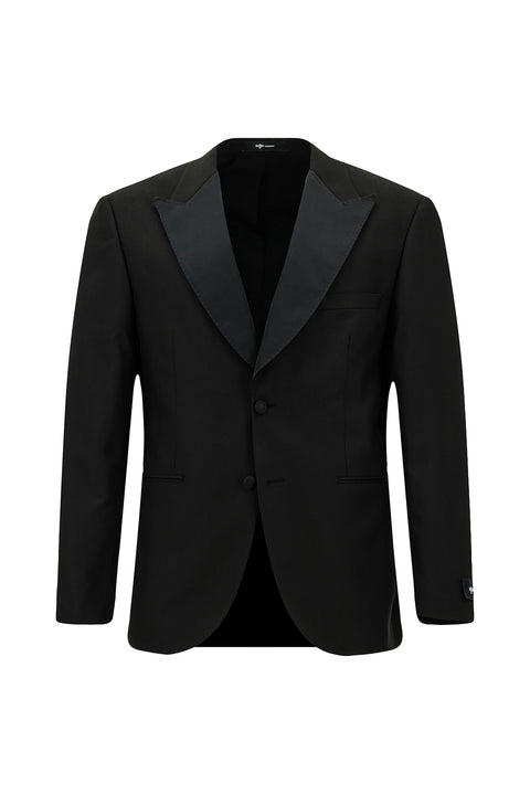 Siyah 4 Drop Relaxed Fit Rahat Kesim Sivri Yaka Smokin & Damatlık