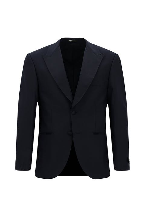 Koyu Lacivert 4 Drop Relaxed Fit Rahat Kesim Sivri Yaka Smokin & Damatlık