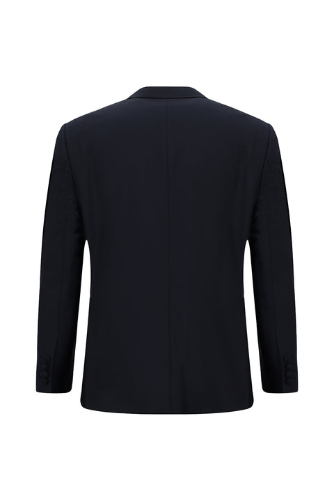 Koyu Lacivert 4 Drop Relaxed Fit Rahat Kesim Sivri Yaka Smokin & Damatlık