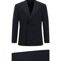 Koyu Lacivert 6 Drop Regular Fit Standart Kesim Sivri Yaka Kruvaze Smokin & Damatlık