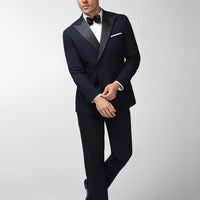 Koyu Lacivert 6 Drop Regular Fit Standart Kesim Sivri Yaka Kruvaze Smokin & Damatlık