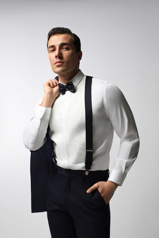  Koyu Lacivert 6 Drop Regular Fit Standart Kesim Sivri Yaka Kruvaze Smokin & Damatlık