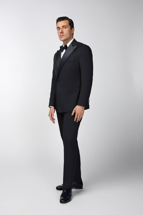 Koyu Lacivert Oversize Ekstra Rahat Kalıp Sivri Yaka Kruvaze Smokin & Damatlık