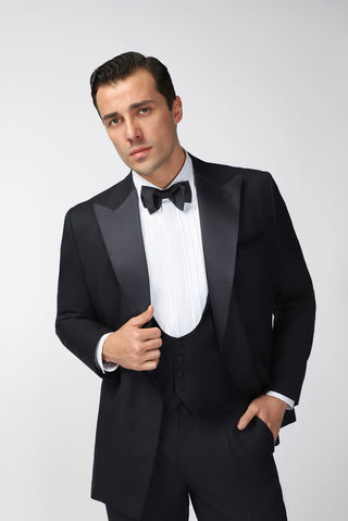  Koyu Lacivert Oversize Ekstra Rahat Kalıp Sivri Yaka Kruvaze Smokin & Damatlık