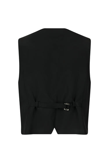 Siyah Slim Fit Dar Kesim Sivri Yaka Yelekli Smokin & Damatlık
