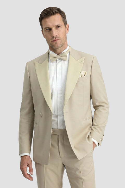 Sand 6 Drop Verona Soft Oversize Fit Slightly Oversize Cut Pointed Collar Double-Breasted Tuxedo & Groom Suit