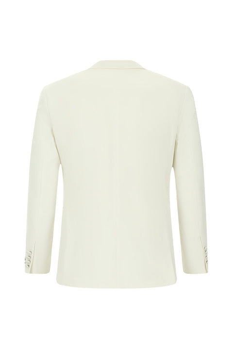 Krem 7 Drop Slim Fit Dar Kesim Sivri Yaka Yelekli Smokin & Damatlık