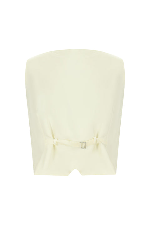 Krem 7 Drop Slim Fit Dar Kesim Sivri Yaka Yelekli Smokin & Damatlık