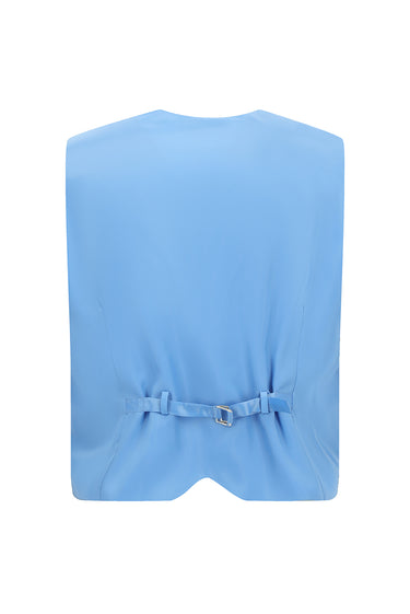 Açık Mavi Slim Fit Dar Kesim Sivri Yaka Yelekli Smokin & Damatlık