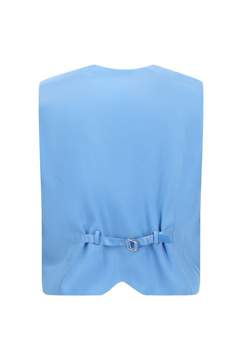 Açık Mavi 7 Drop Slim Fit Dar Kesim Sivri Yaka Yelekli Smokin & Damatlık