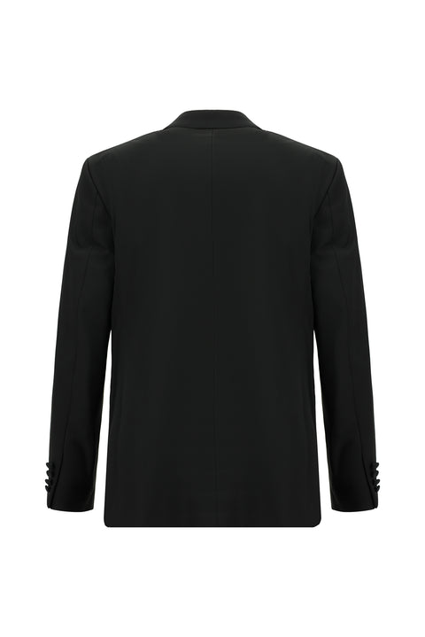 Siyah 6 Drop Regular Fit Standart Kesim Yünlü Sivri Yaka Yelekli Smokin & Damatlık