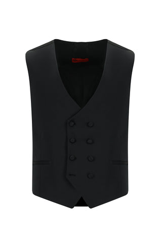  Siyah 6 Drop Regular Fit Standart Kesim Yünlü Sivri Yaka Yelekli Smokin & Damatlık