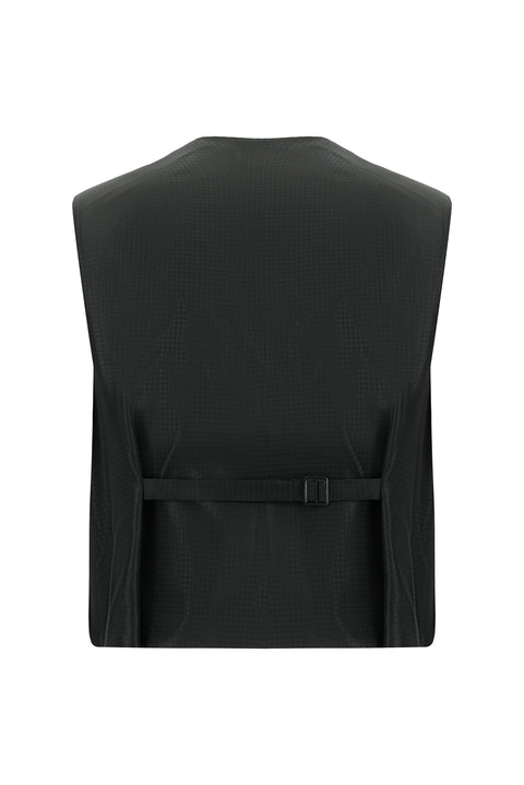 Siyah 6 Drop Regular Fit Standart Kesim Yünlü Sivri Yaka Yelekli Smokin & Damatlık