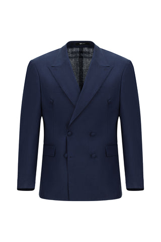  Koyu Lacivert Oversize Ekstra Rahat Kalıp Sivri Yaka Kruvaze Keten Smokin & Damatlık