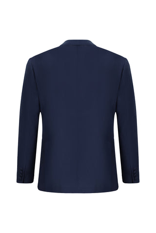  Koyu Lacivert Oversize Ekstra Rahat Kalıp Sivri Yaka Kruvaze Keten Smokin & Damatlık