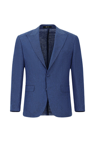  Orta Lacivert 6 Drop Regular Fit Standart Kesim Sivri Yaka Keten Smokin & Damatl?k-Ki??l?