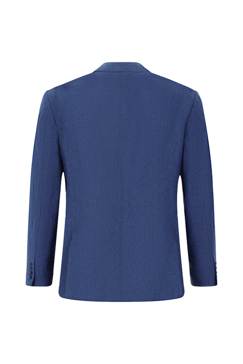 Orta Lacivert 6 Drop Regular Fit Standart Kesim Sivri Yaka Keten Smokin & Damatlık