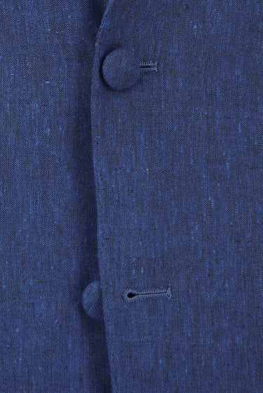 Orta Lacivert 6 Drop Regular Fit Standart Kesim Sivri Yaka Keten Smokin & Damatlık