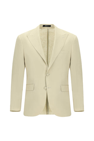  Açık Bej Regular Fit Sivri Yaka Keten Smokin & Damatlık