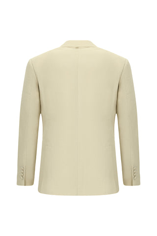  Açık Bej Regular Fit Sivri Yaka Keten Smokin & Damatlık