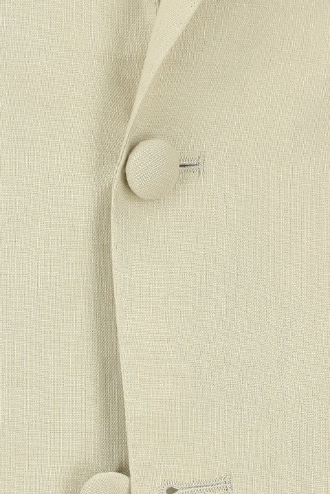 Açık Bej 6 Drop Regular Fit Standart Kesim Sivri Yaka Keten Smokin & Damatlık