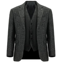 Orta Antrasit 7 Drop Slim Fit Dar Kesim Yünlü Kombinli Yelekli Takım Elbise