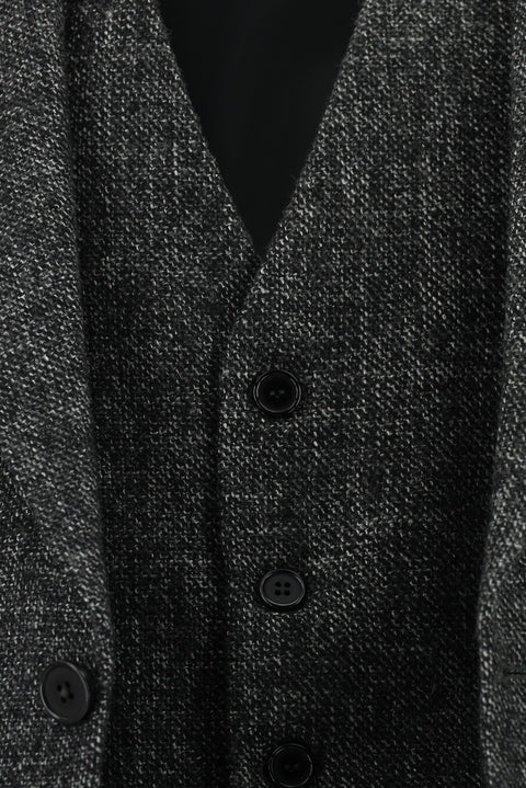 Orta Antrasit 7 Drop Slim Fit Dar Kesim Yünlü Kombinli Yelekli Takım Elbise