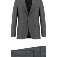 Orta Füme Slim Fit Dar Kesim Klasik Desenli Takım Elbise