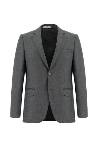  Orta Füme 7 Drop Slim Fit Dar Kesim Desenli Takım Elbise
