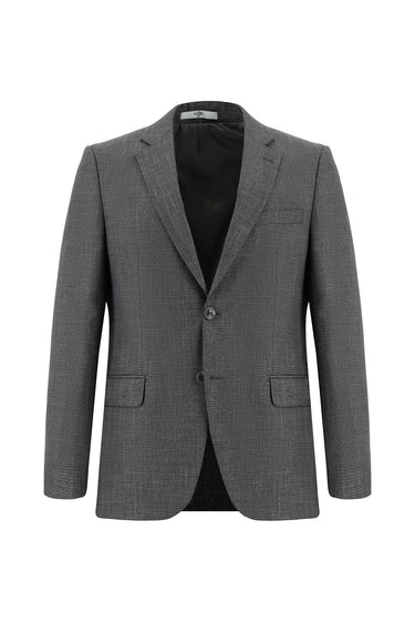 Orta Füme Slim Fit Dar Kesim Klasik Desenli Takım Elbise