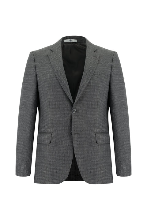 Medium Gray 7 Drop Slim Fit Patterned Suit